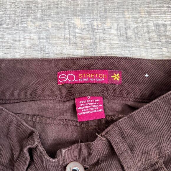 So Corduroy Brown Jeans Pants Size 0 - Picture 4 of 4